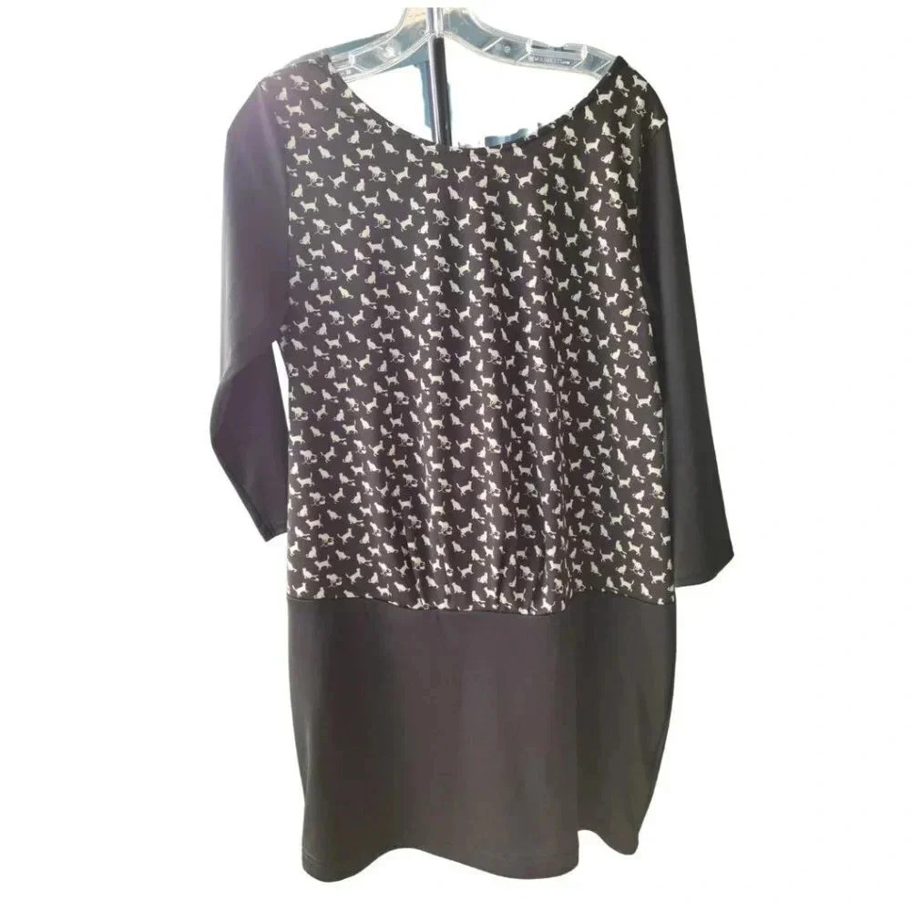 Cat Dress! Coco-Kara Black and White Dress  White Cats Long Sleeves M/L